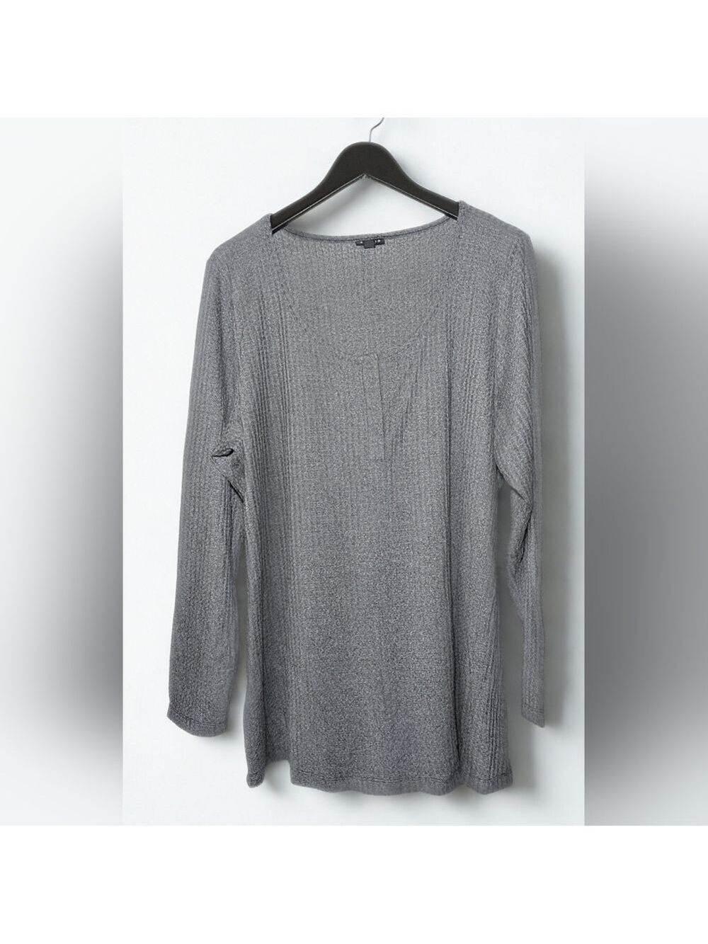 Torrid Gray Ribbed Henley Long Sleeve Top Size 3X